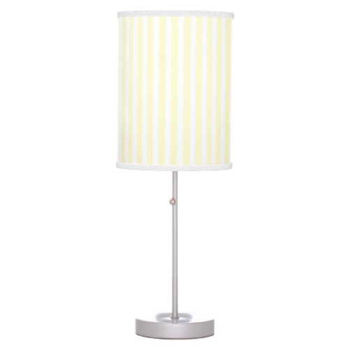 Pastel Lemon Yellow and White Stripes Pale Yellow Table Lamp