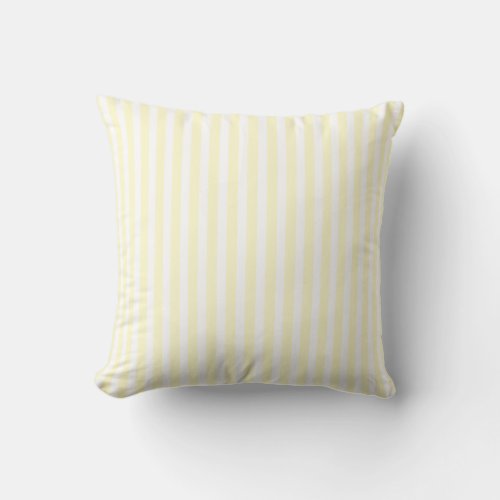 Pastel Lemon Yellow and White Stripes Pale Yellow Throw Pillow