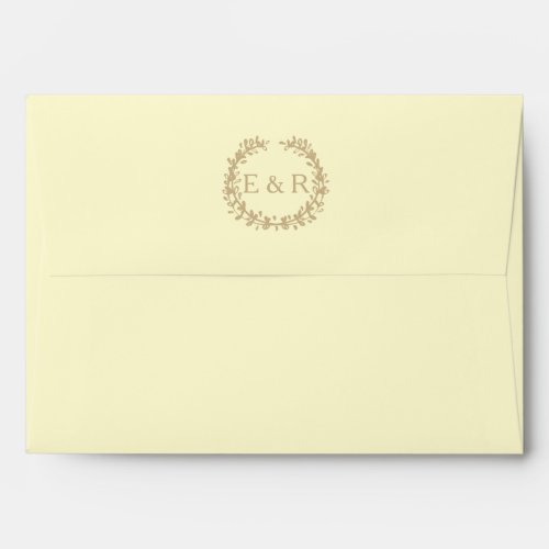 Pastel Lemon Yellow Pale Soft Butter WreathSprig Envelope