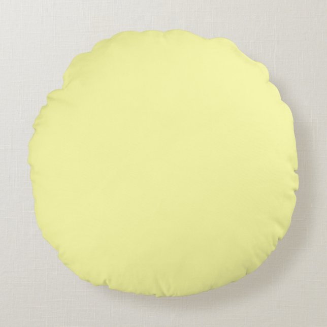 Pastel Lemon Yellow Round Pillow (Front)