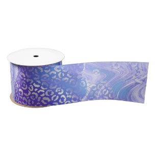 Pastel Leopard Agate   Glam Abstract Stone Pattern Satin Ribbon