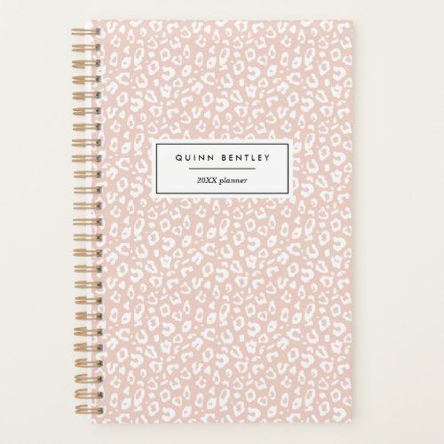 Pastel Leopard Print Personalized Planner  Blush