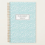 Pastel Leopard Print Personalized Planner | Mint<br><div class="desc">Start the new year in style and keep track of your appointments and key date with our chic pastel animal print planner. Personalized design features a subtle mint green and white leopard print pattern; add two lines of custom text for your name and the year in modern black lettering.</div>