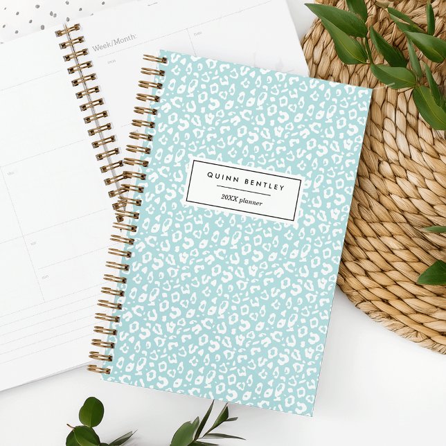 Pastel Leopard Print Personalized Planner | Mint (Creator Uploaded)