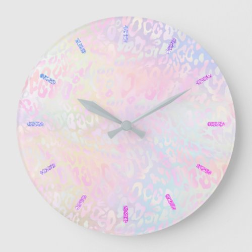 pastel leopard skin large clock