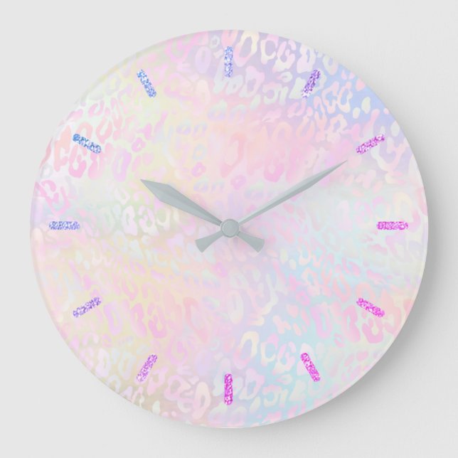 pastel leopard skin large clock (Front)