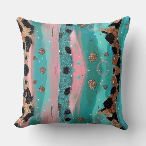 Pastel Leopard Skin Pattern Throw Pillow