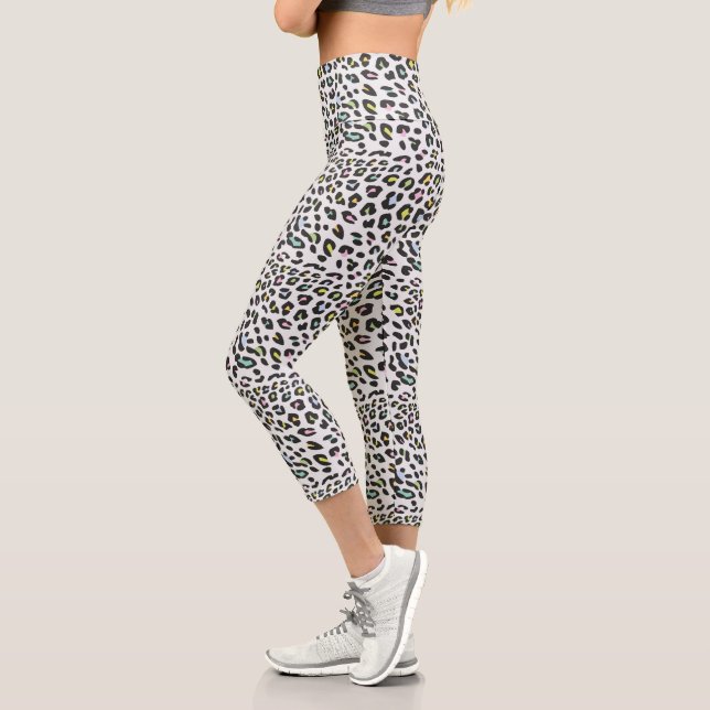 Pastel Leopard Spot Pattern Capri Leggings (Left)