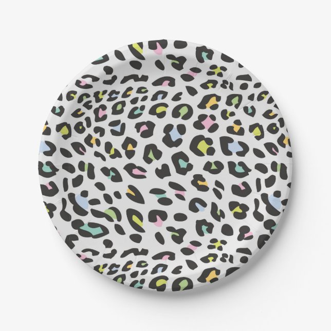 Pastel Leopard Spot Pattern Paper Plates (Front)