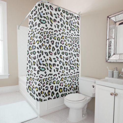 Pastel Leopard Spot Pattern Shower Curtain