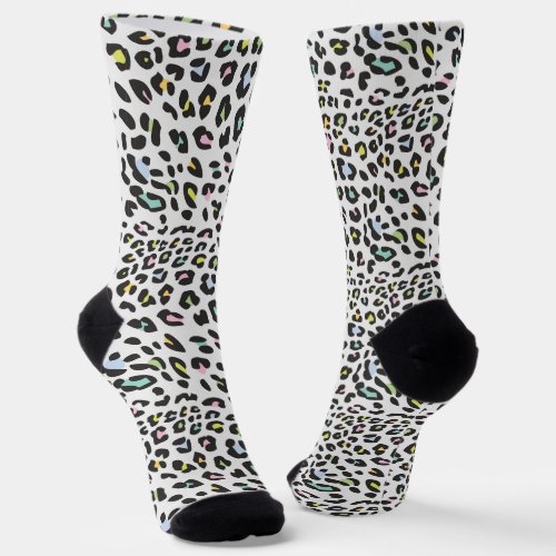 Pastel Leopard Spot Pattern Socks