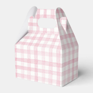 Pastel Light Baby Pink Gingham Check Plaid Favor Boxes