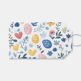 Pastel Light Blue Easter Pattern Gift Tags