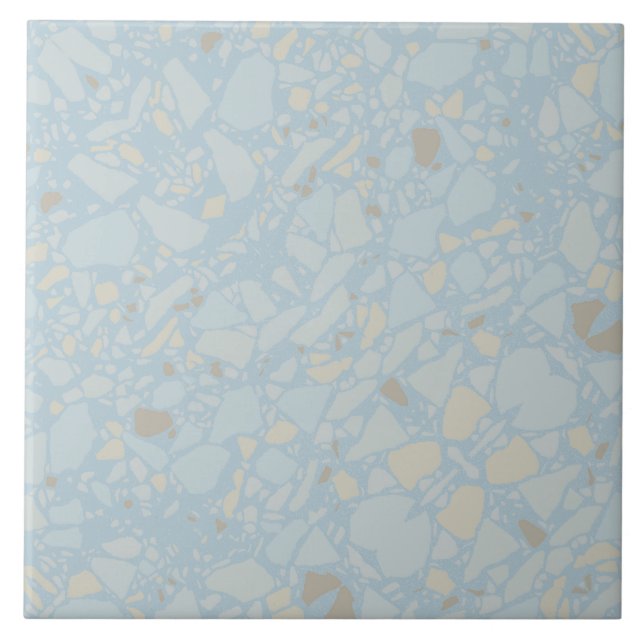 Pastel light blue modern simple terrazzo effect ceramic tile (Front)