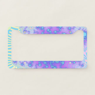 Pastel Light Blue, Pink and Purple Fractal License Plate Frame