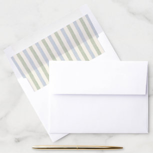 Pastel Light Blue Sage Green Beige Stripe Boho Envelope Liner
