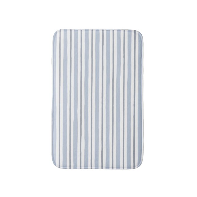 pastel light blue stripes style  bath mat (Front Vertical)