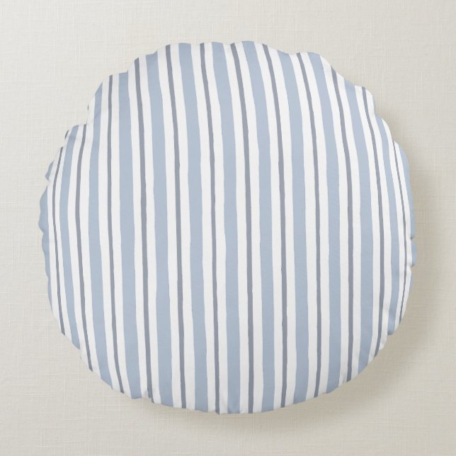 pastel light blue stripes style  round pillow (Front)