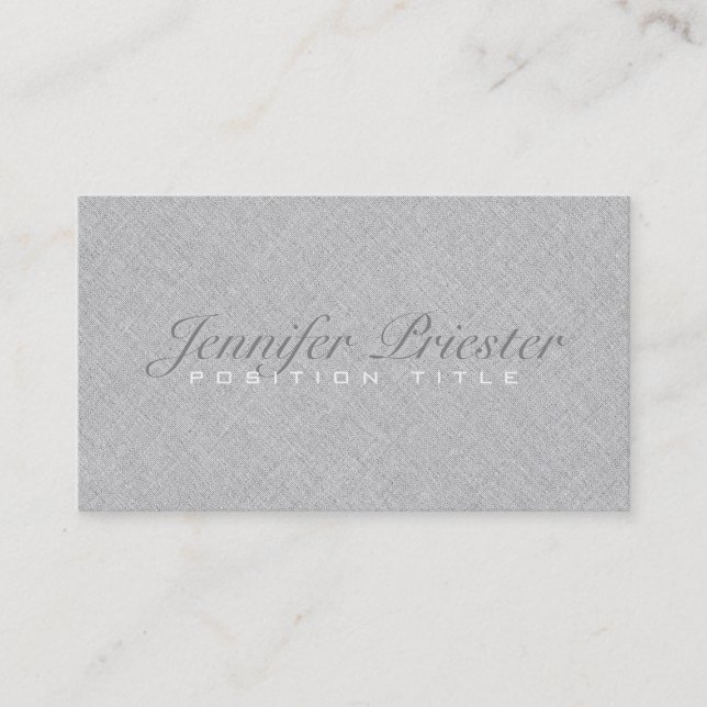 Pastel Light Gray Burlap Linnen Texture Business Card (Front)