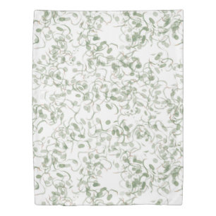 Pastel Light Green Floral Vines Pattern Duvet Cover