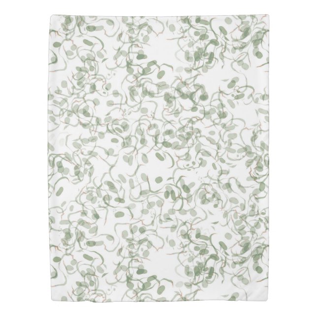 Pastel Light Green Floral Vines Pattern Duvet Cover (Front)