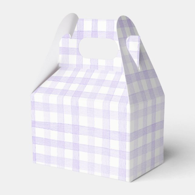 Pastel Light Purple Lilac Gingham Check Plaid  Favor Boxes (Front Side)