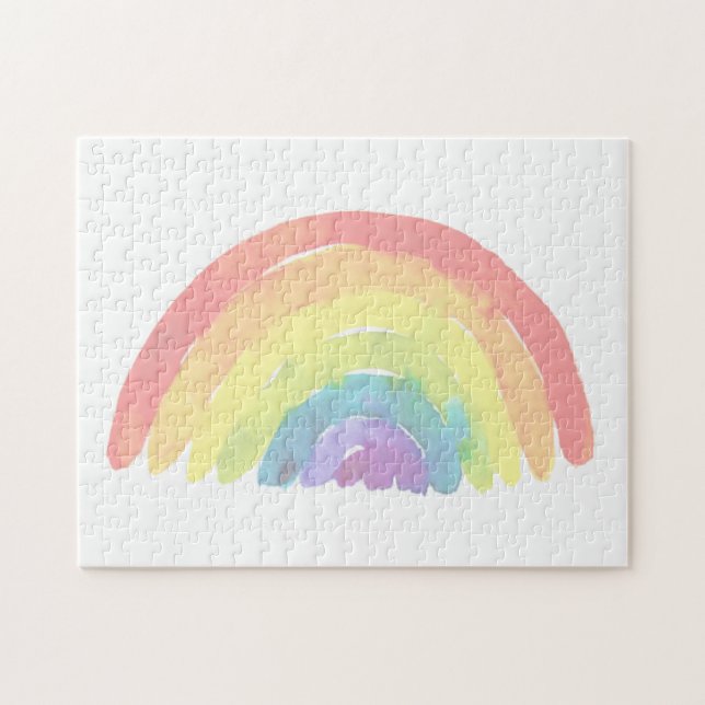 Pastel light rainbow modern watercolor jigsaw puzzle (Horizontal)
