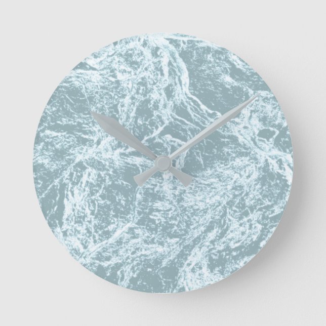 Pastel Light Turquoise Abstract Round Clock (Front)