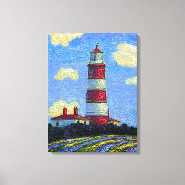 Pastel Lighthouse and Lavender Fields Canvas Print (Front)
