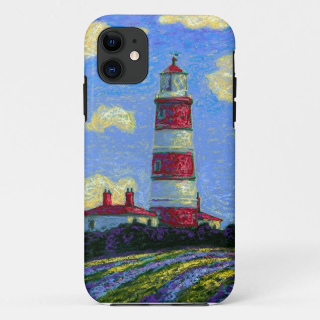 Pastel Lighthouse and Lavender Fields Case-Mate iPhone Case (Back)
