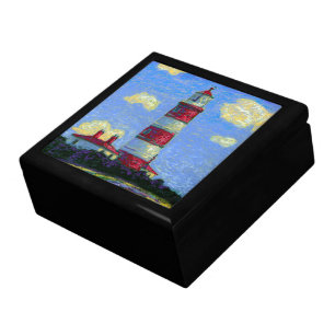 Pastel Lighthouse and Lavender Fields Keepsake Box