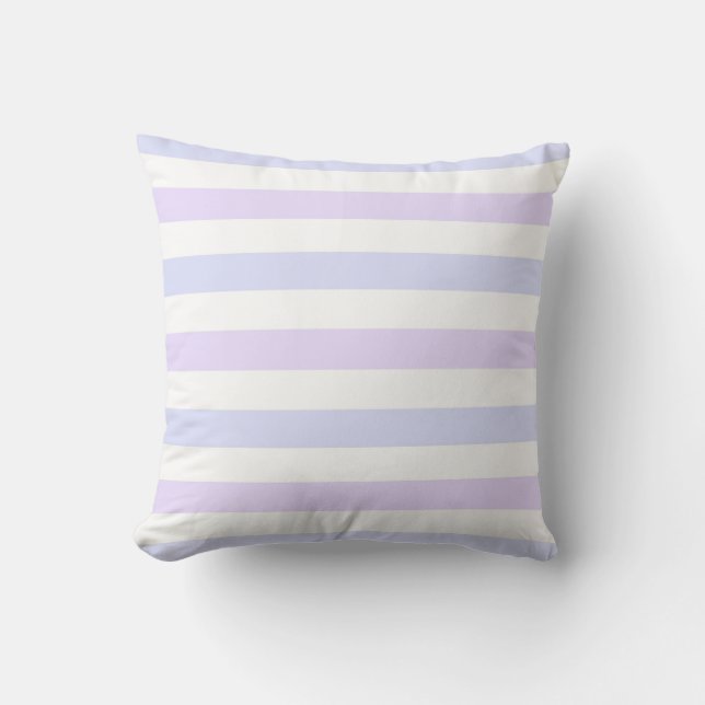 Pastel Lilac and Blue Nautical Stripes Throw Pillow (Front)