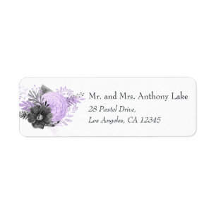Pastel Lilac and Charcoal Floral Wedding Label