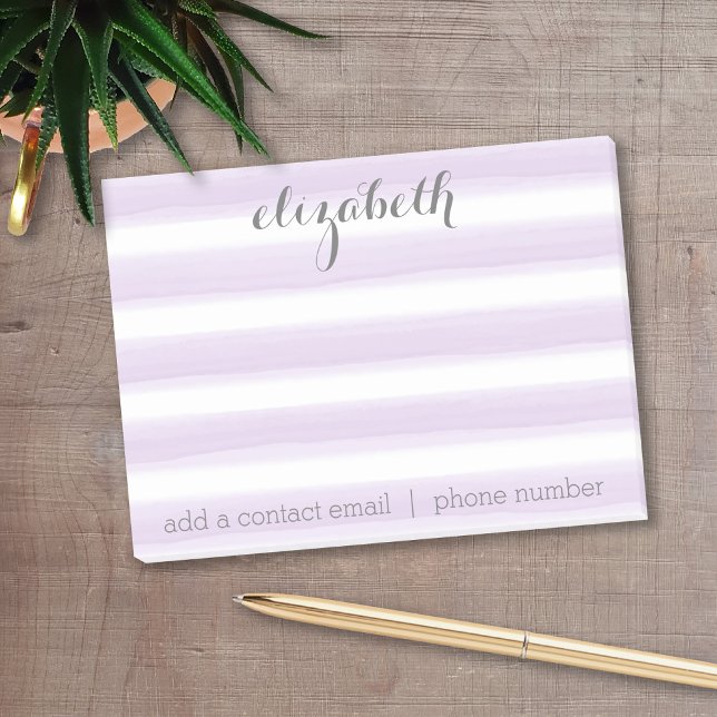 Pastel Lilac and Gray Stationery Suite for Women Post-it Notes (Personalized post it notes with low quantity. Add your personal touch.)