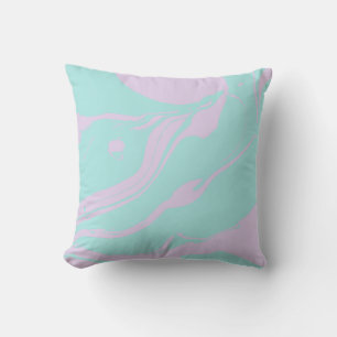 Pastel Lilac Blue Abstract Tie Dye Marble Pattern Throw Pillow