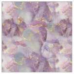 Pastel Lilac, Blue and Gold Glitter Marble Pattern Fabric