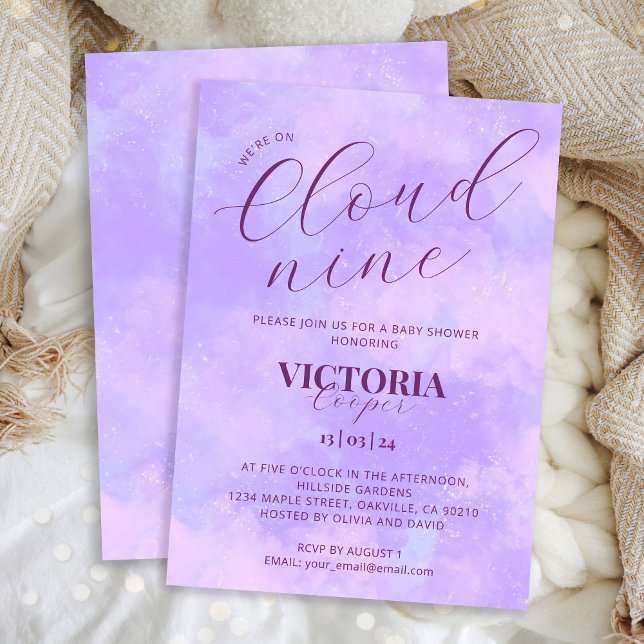 Pastel Lilac Cloud Nine Baby Shower  Invitation (Creator Uploaded)