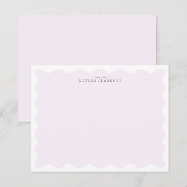 Pastel Lilac Full Wavy Frame Note Card (Front/Back)