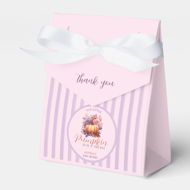 Pastel Lilac Little Pumpkin Baby Shower  Favor Boxes (Front Side)