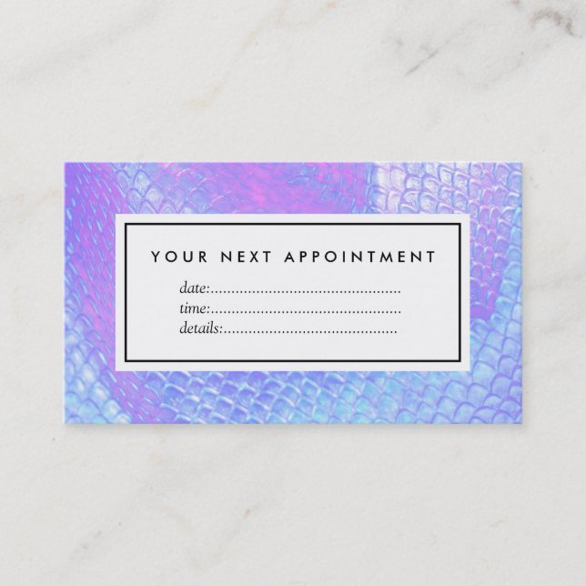 Pastel lilac mermaid scale appointment card (Front)
