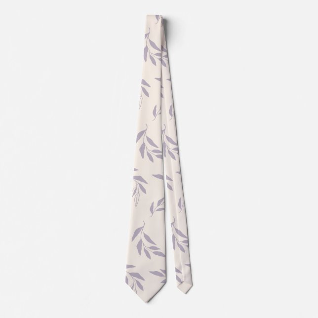 Pastel Lilac Minimalist Floral Pattern   Neck Tie (Front)