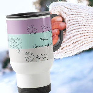 Pastel Lilac Mint Gray Girly Boho Color Block Travel Mug