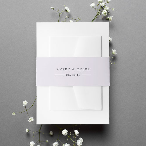 Pastel Lilac Personalized Wedding Invitation Belly Band