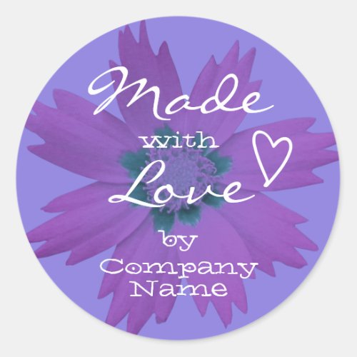 Pastel Lilac Purple Flower Blossom Made with Love Classic Round Sticker