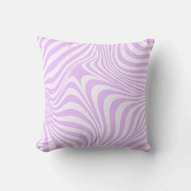 Pastel Lilac Purple Wavy Groovy Lines Pattern Throw Pillow (Front)