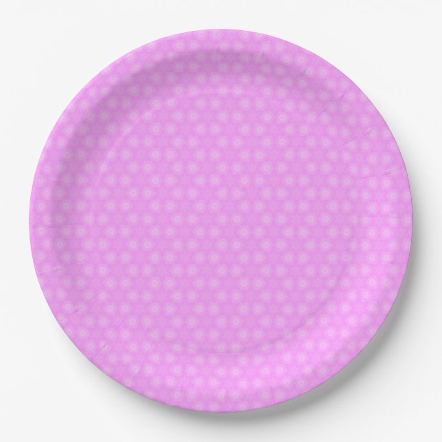 Pastel Lilac Purple White Star Repeating Pattern Paper Plates (Front)