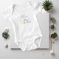 Pastel lilac rainbow 1st Birthday party Baby T-Shi