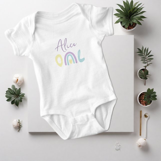 Pastel lilac rainbow 1st Birthday party Baby T-Shi Bodysuit (Creator Uploaded)
