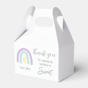 Pastel lilac rainbow 1st Birthday Thank you Favor Boxes