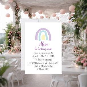 Pastel lilac rainbow Birthday Party Invitation